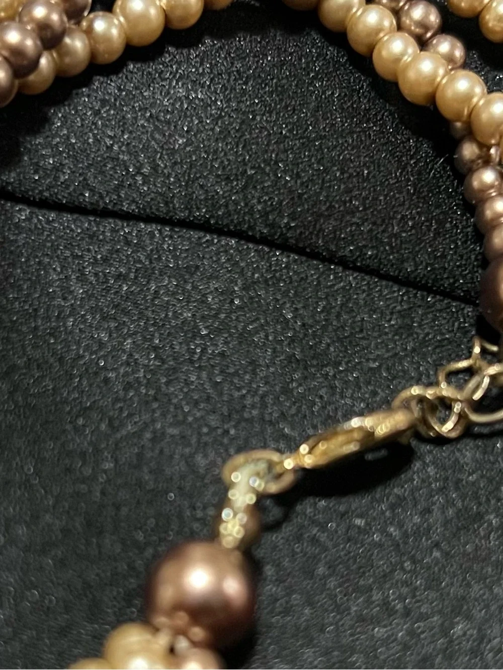 Roman RMN Bronze Champagne Faux Pearl Twisted Necklace
